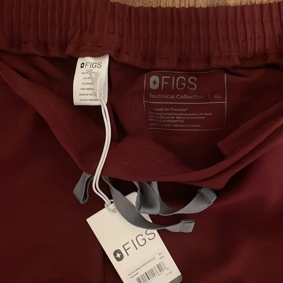 Figs Women's Burgundy Yola™ - Skinny Scrub Pants - XL / Burgundy - Picture 5 of 5
